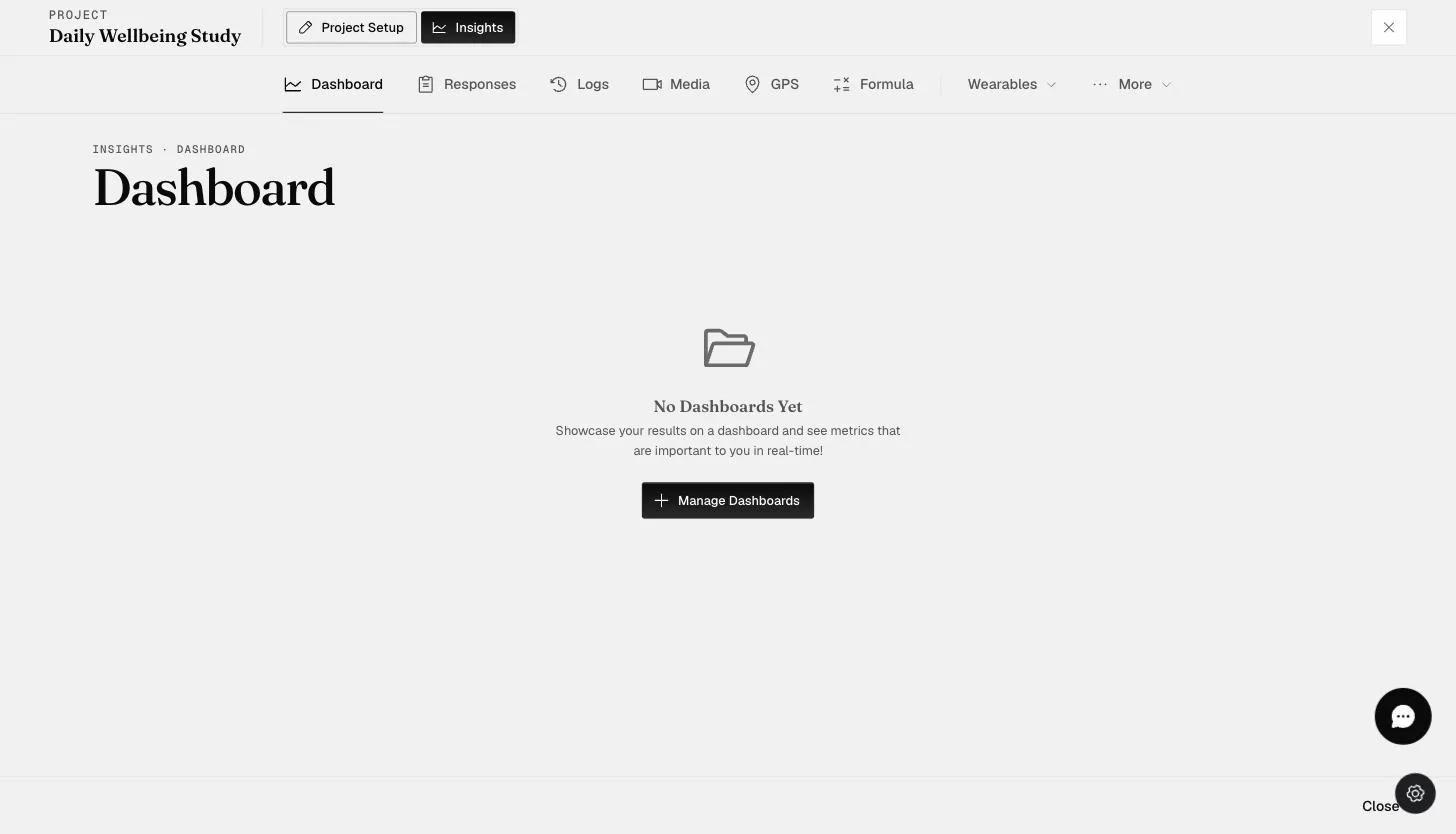 The Insights Dashboard tab with the Manage Dashboards button
