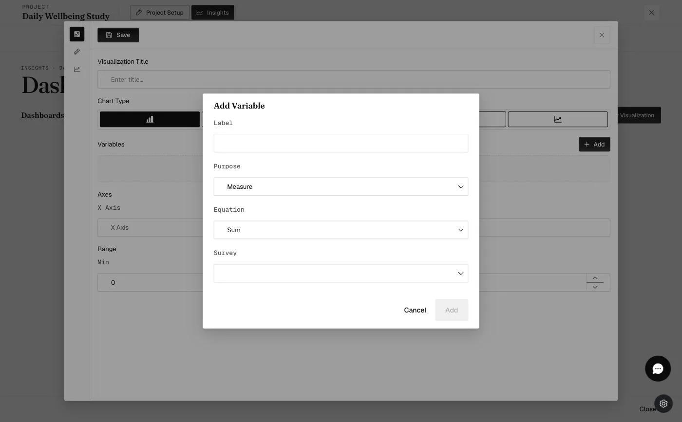 The variable Purpose selector (Measure)
