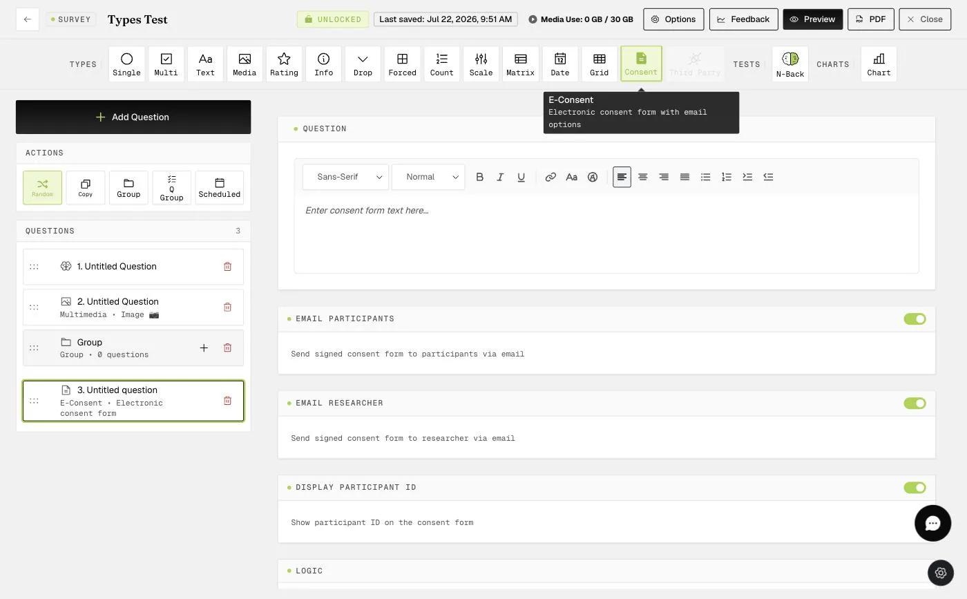 The E-Consent Display Participant ID option